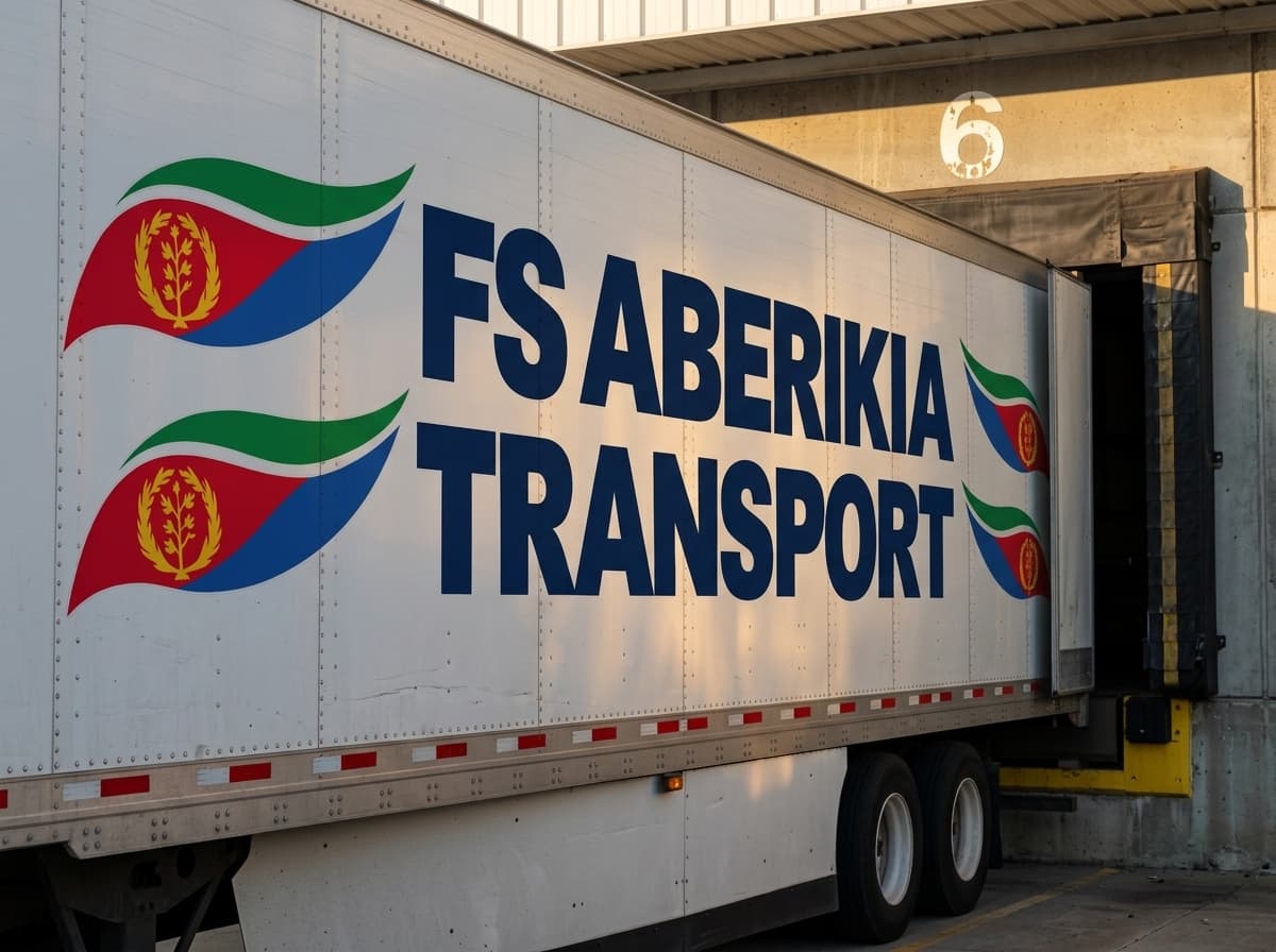 FS ABERIKIA trailer backed into loading dock 6